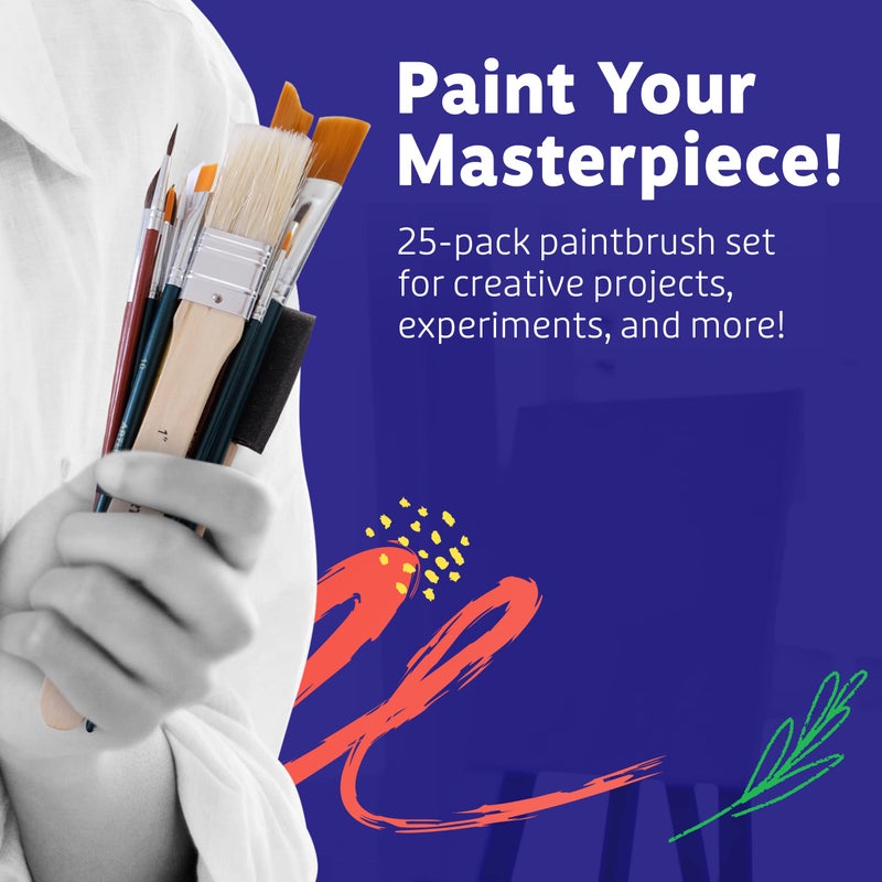 Artlicious Foam Brushes Wood Handle Paint Brush Set - Use with Craft, Watercolor, Oil, Gouache Paints, Face Art, Washable Paints, Miniature Detailing and Rock Painting - Image 2